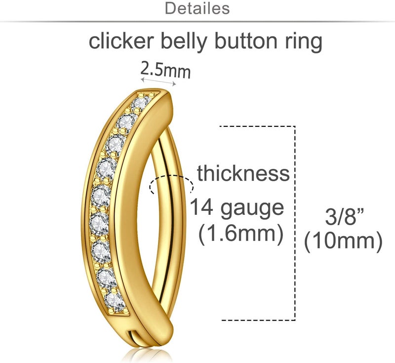 QWALIT Belly Button Rings 14G Surgical Steel Belly Rings CZ Opal Navel Piercing Jewelry for Women Girls 3/8" 10mm Silver Rose Gold - Image 2